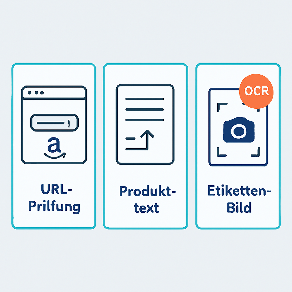 Drei Eingabemethoden: URL, Bild, Text